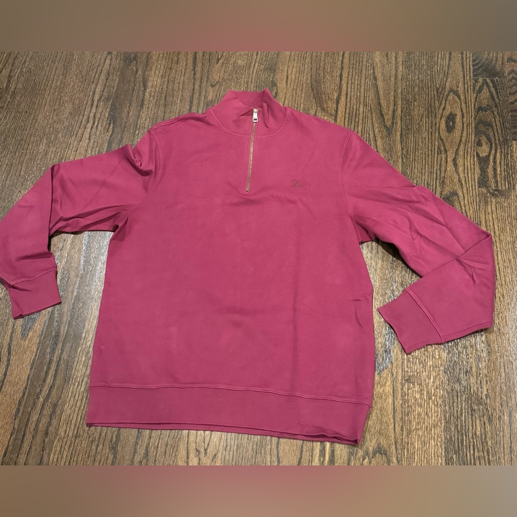 Burberry Brit Maroon Mock 1/4 Quarter Zip Men’s Pullover Sweater 100% Cotton Xxl